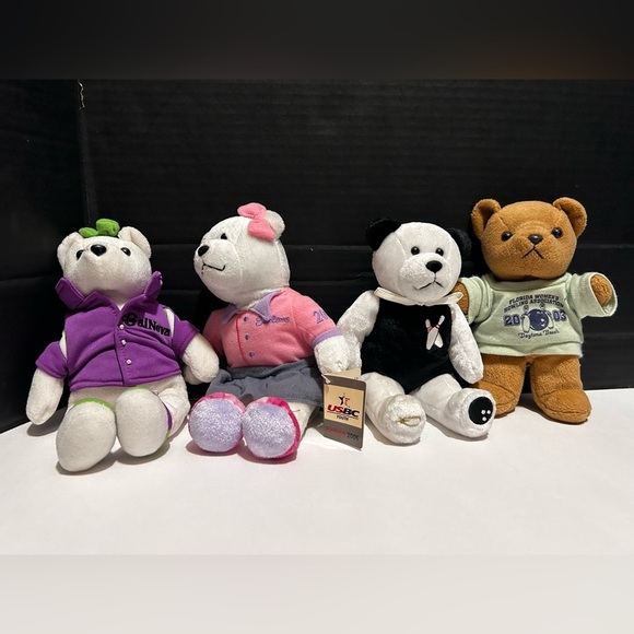 Bears Bowling  Plush Bear Mixed  Lot Of 4 Vintage - Picture 1 of 9
